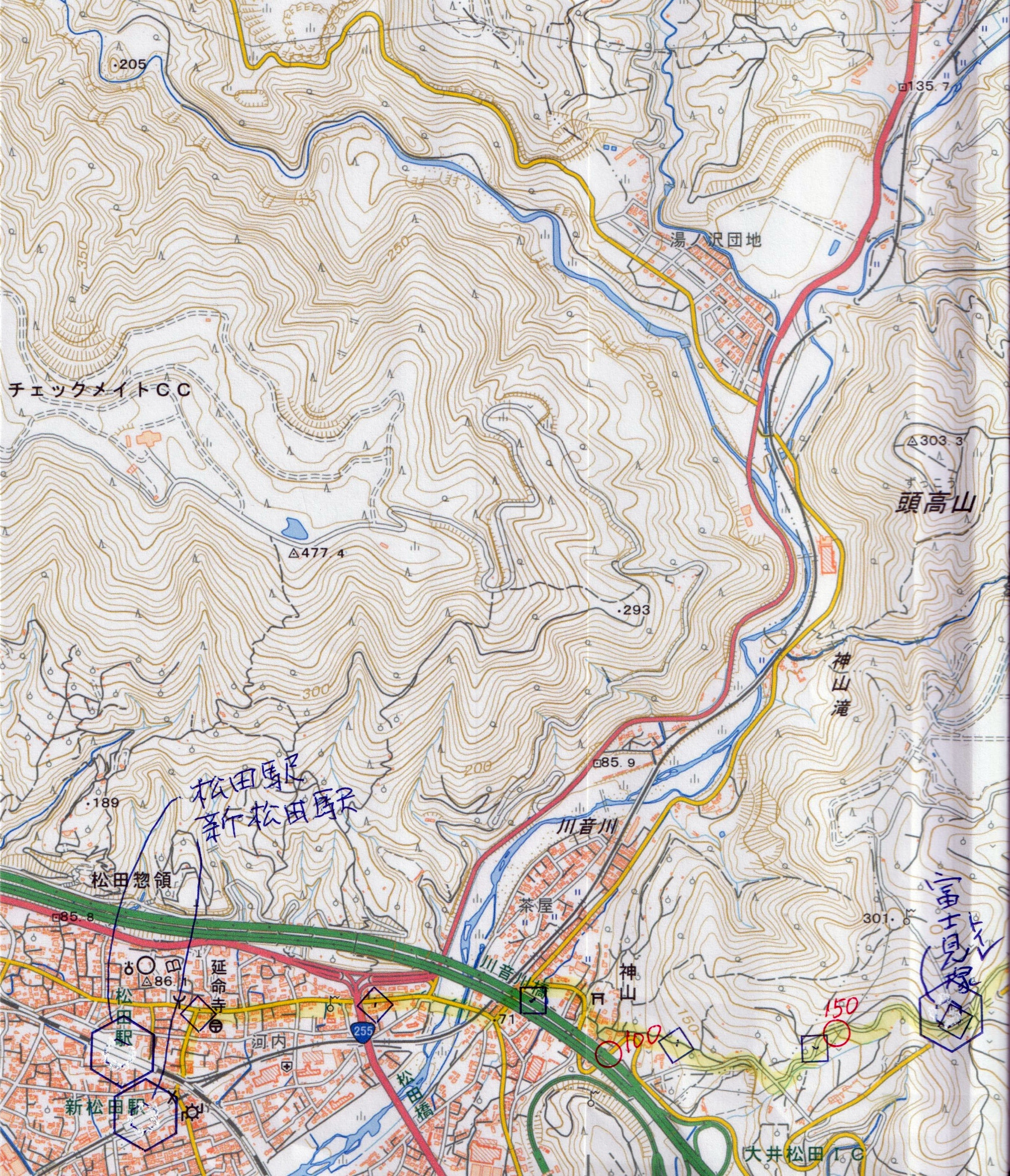 渋沢丘陵地図、map