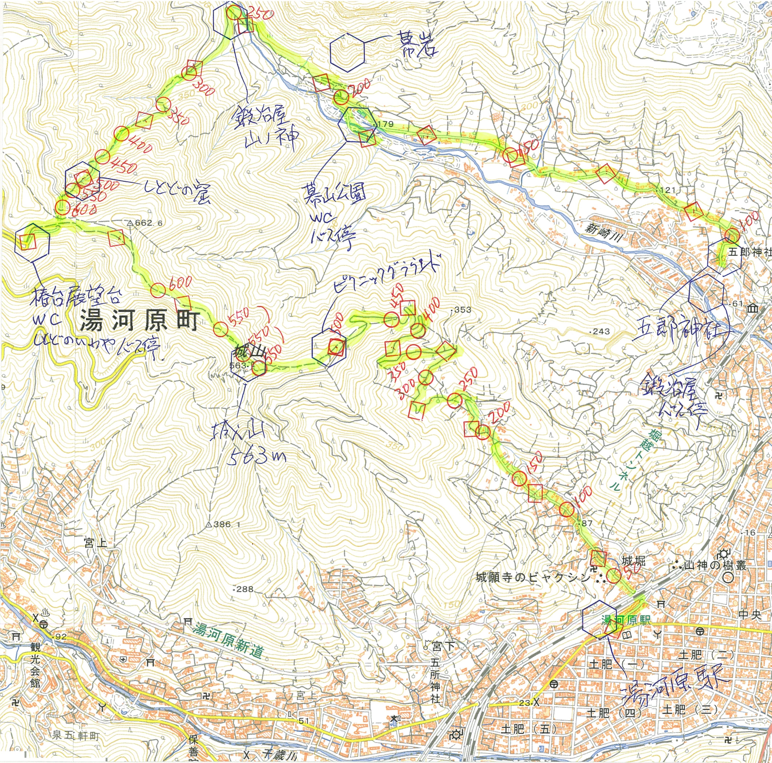 湯河原城山地図、map