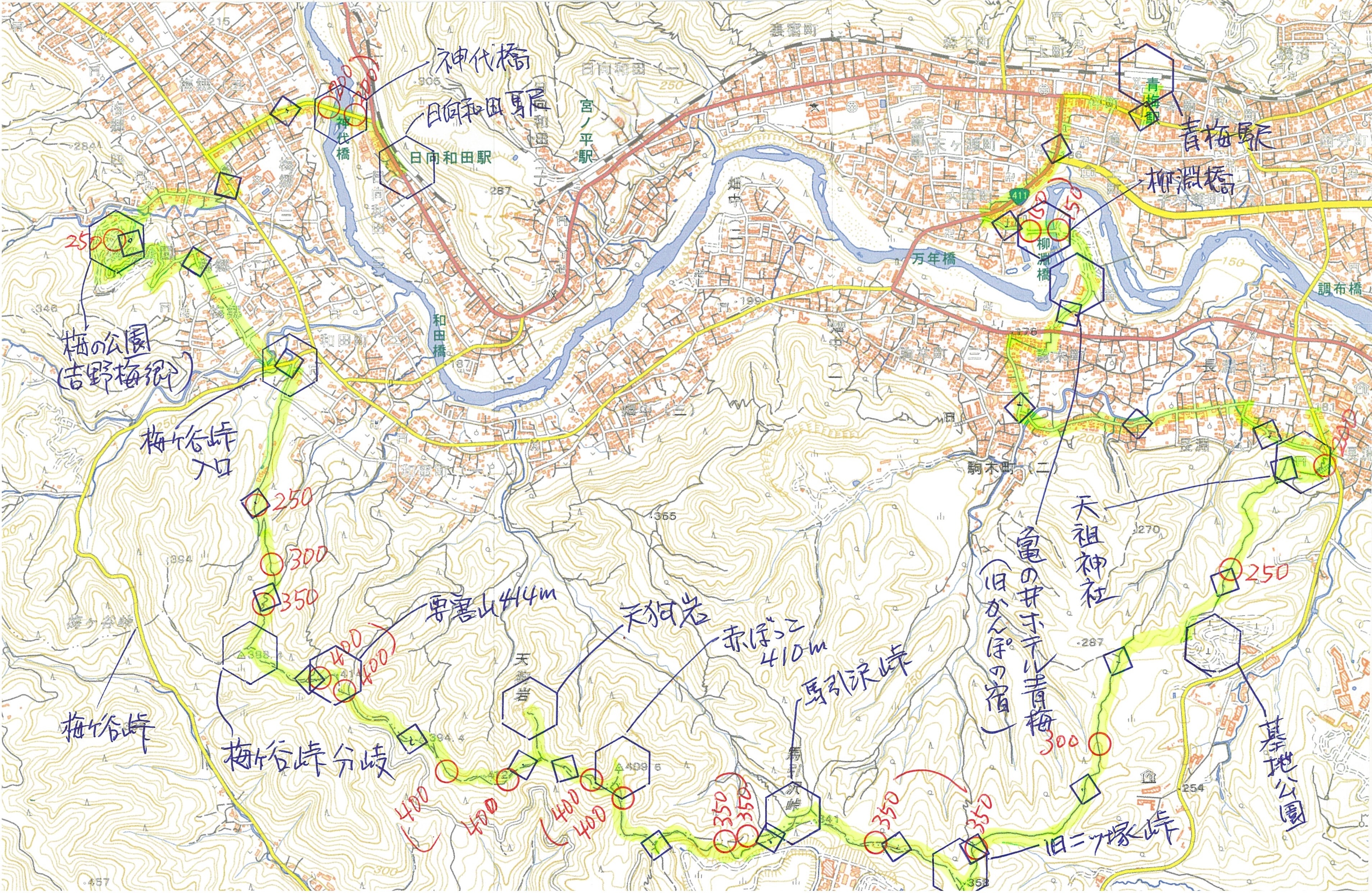 赤ぼっこ、長淵山ハイキングコース